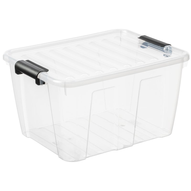 plast team boîte de rangement HOME BOX, 30 litres, gris, transparent